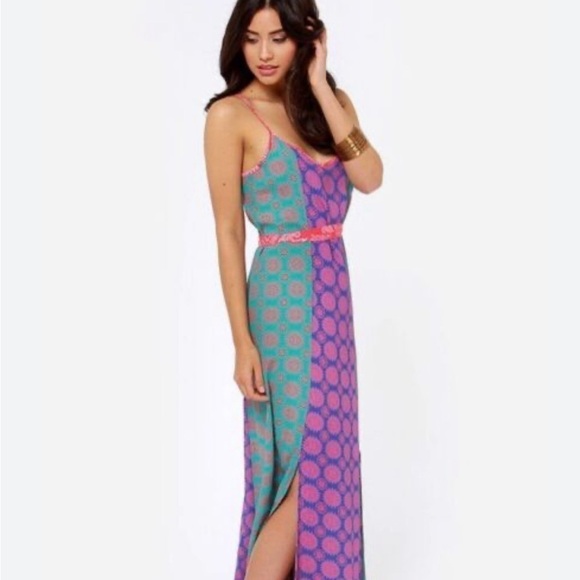 Lucy Love Dresses & Skirts - Lucy Love Mystic Red and Blue Print Maxi Dress